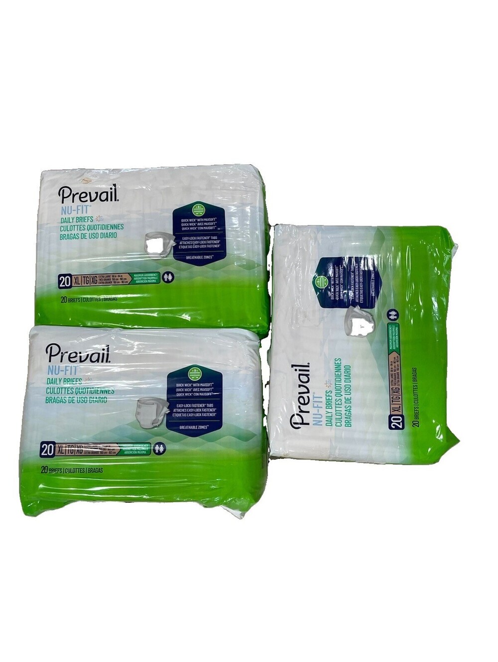 Open Box Of Prevail Nu-Fit Daily Briefs Size XL 3 Packs Of 20 Count